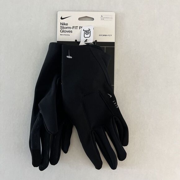 Nike DA7059-010 Mens Sz Large Black Storm-FIT Shield Phenom Running Gloves - Picture 1 of 5